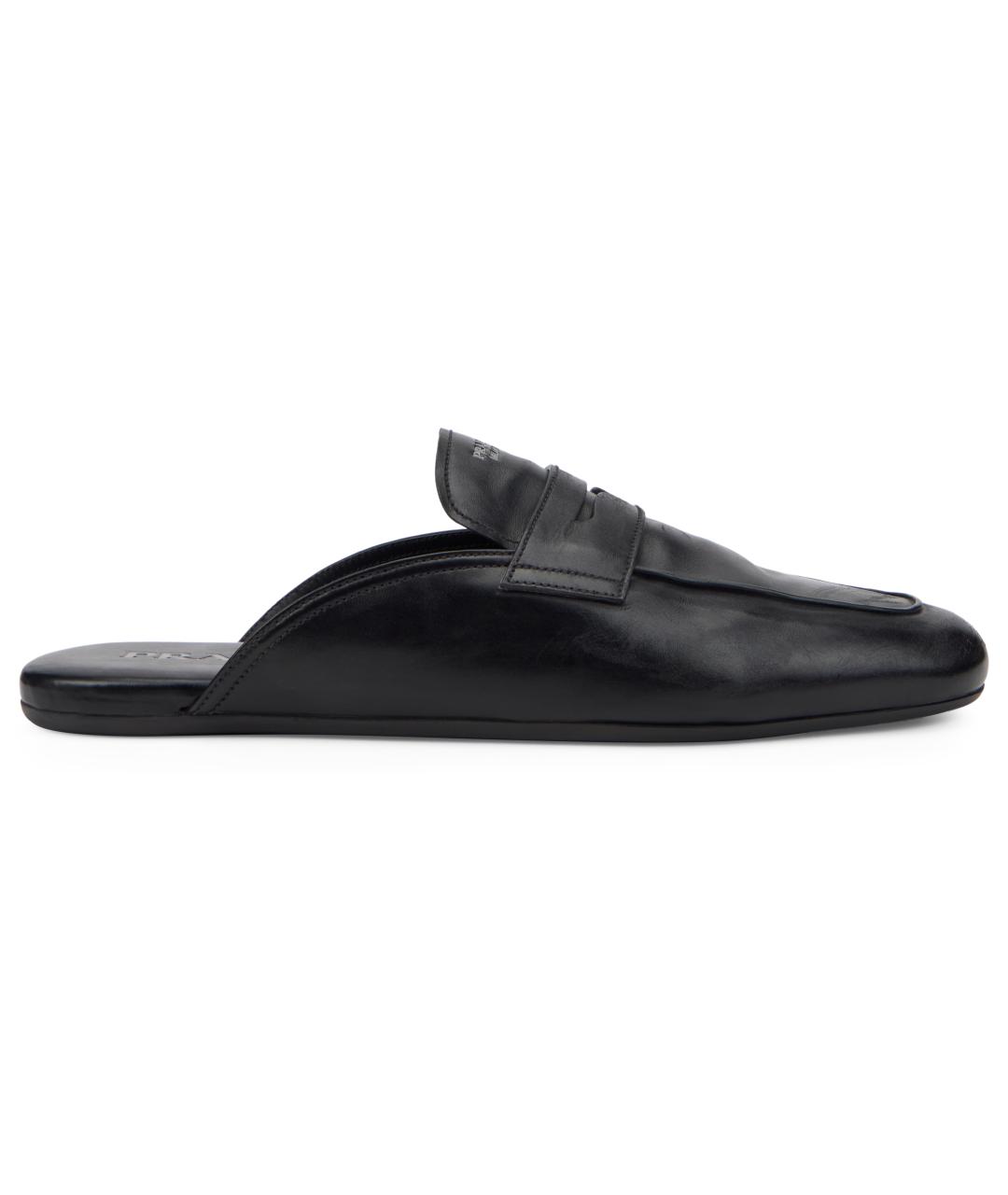 PRADA Черные кожаные шлепанцы, фото 2