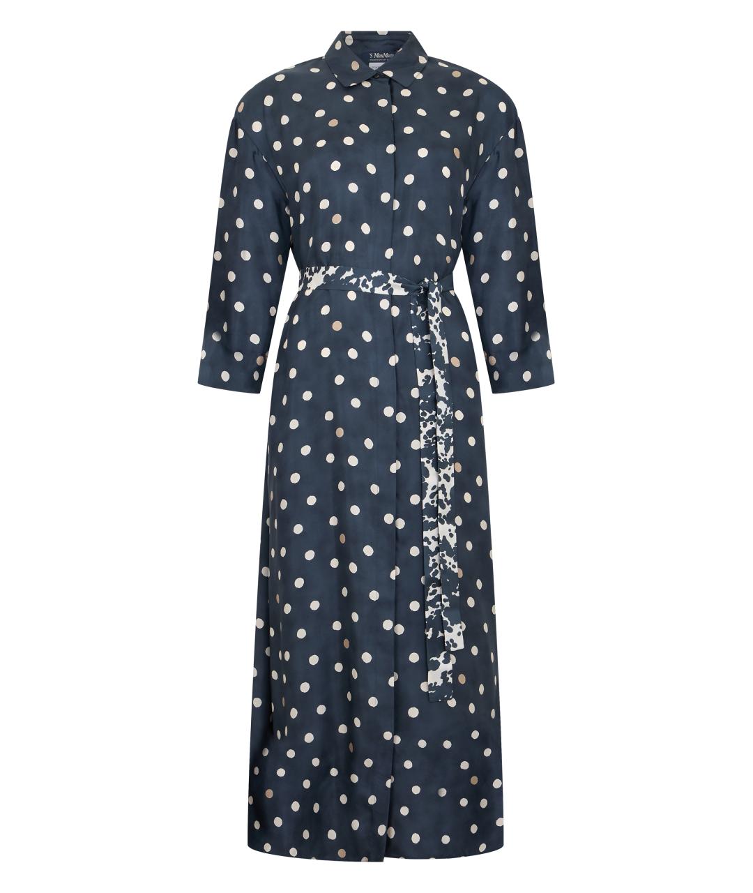 'S MAX MARA Синее шелковое повседневное платье, фото 1