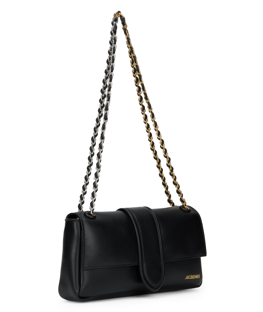 JACQUEMUS Черная кожаная сумка через плечо, фото 3
