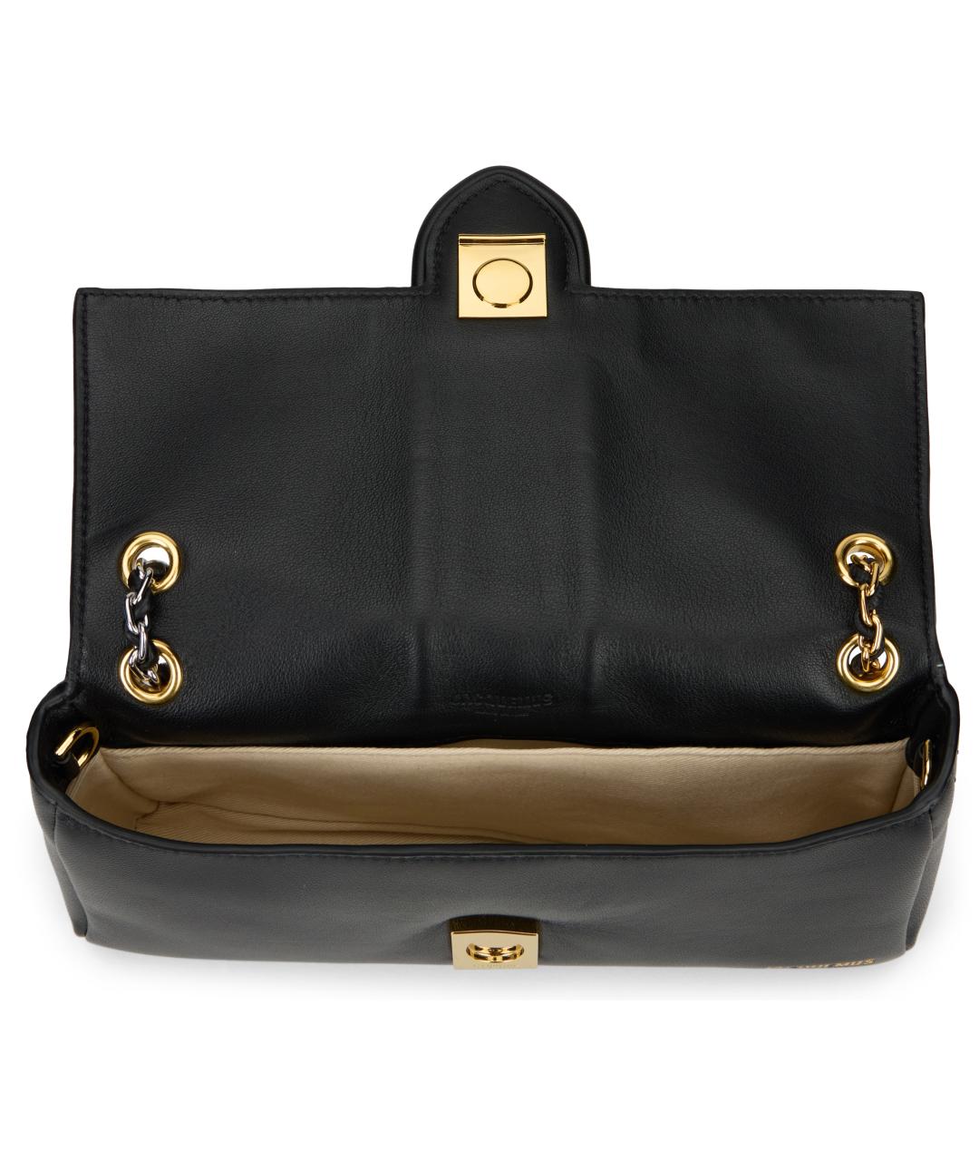 JACQUEMUS Черная кожаная сумка через плечо, фото 5