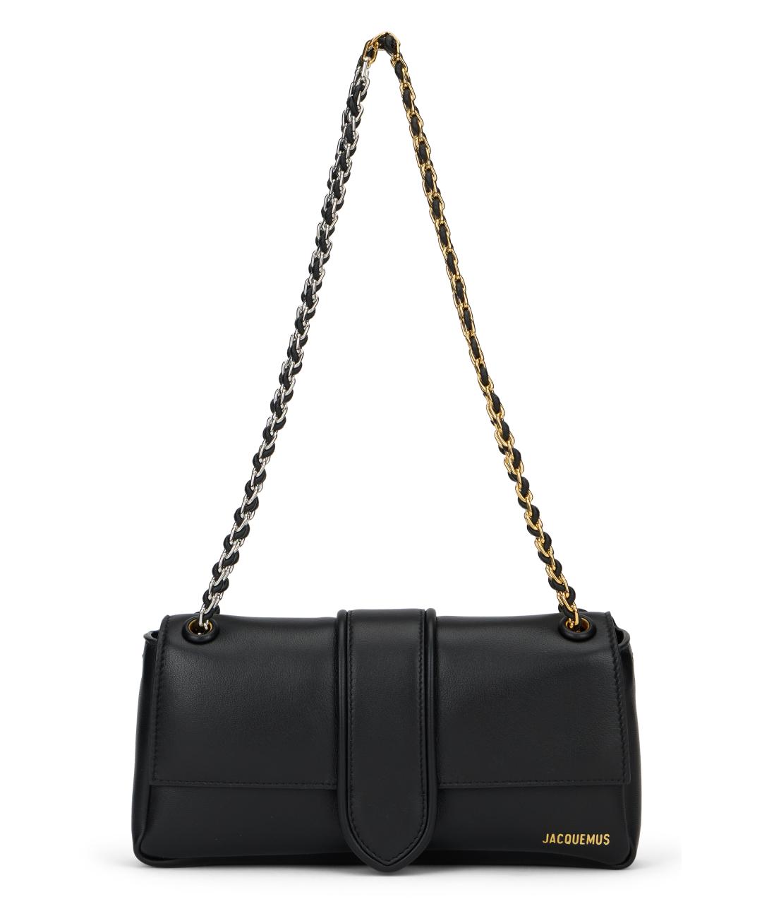 JACQUEMUS Черная кожаная сумка через плечо, фото 2