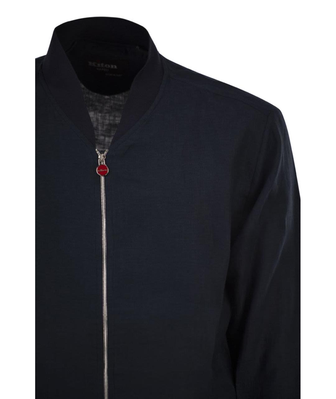 KITON Темно-синяя льняная куртка, фото 4