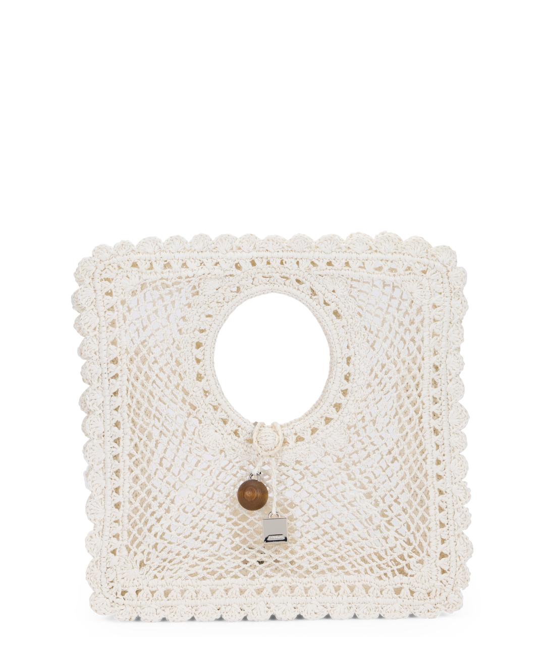 JACQUEMUS Белая пелетеная сумка тоут, фото 1