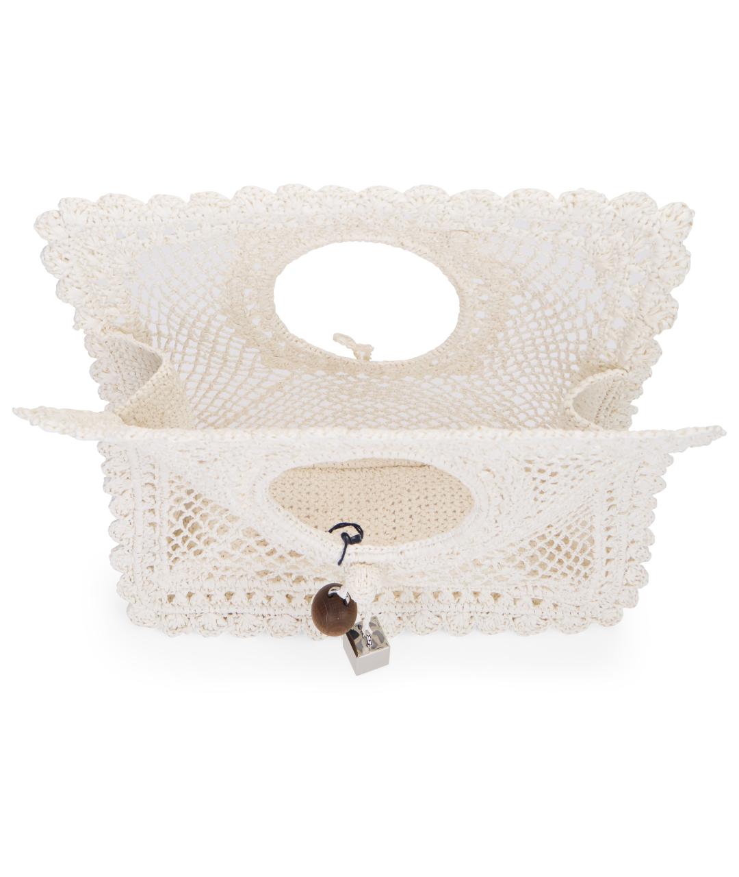 JACQUEMUS Белая пелетеная сумка тоут, фото 5