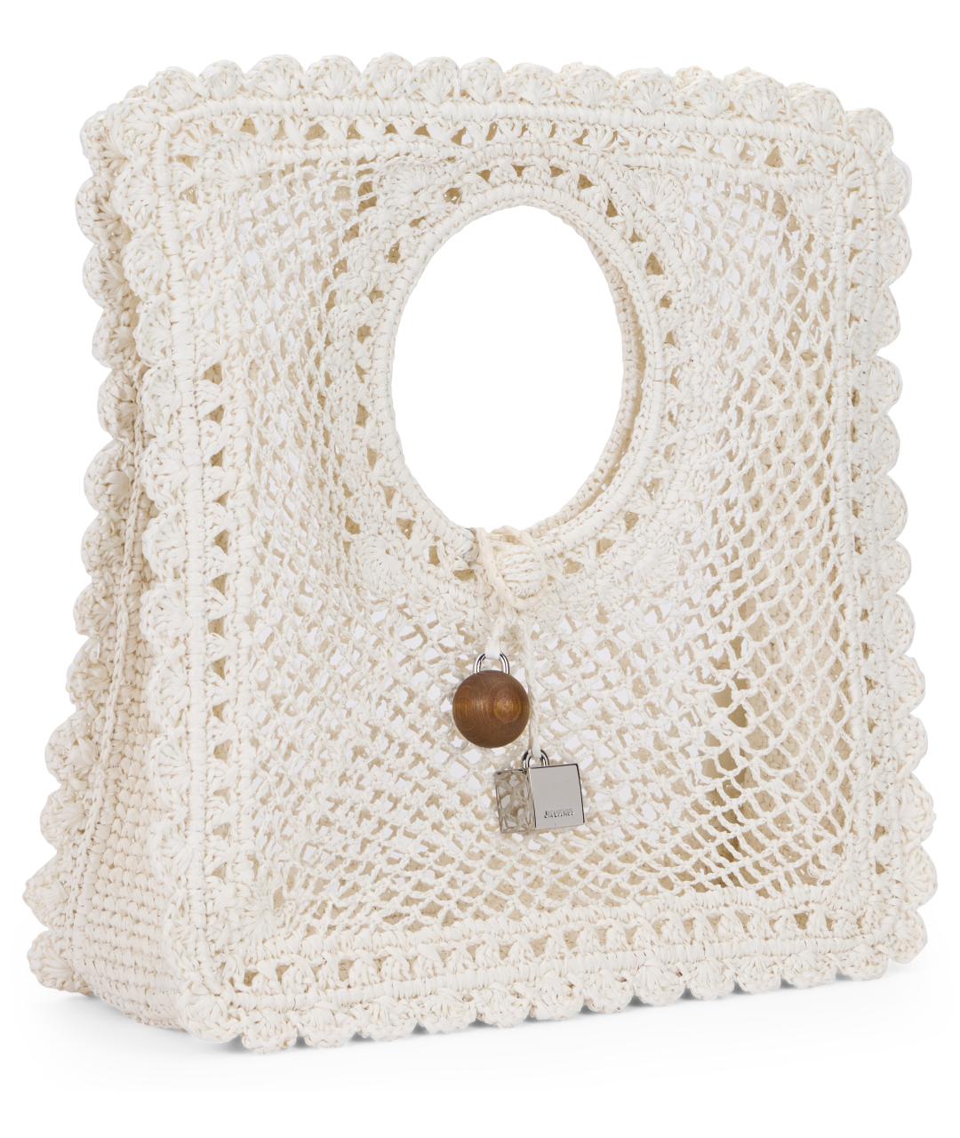 JACQUEMUS Белая пелетеная сумка тоут, фото 3