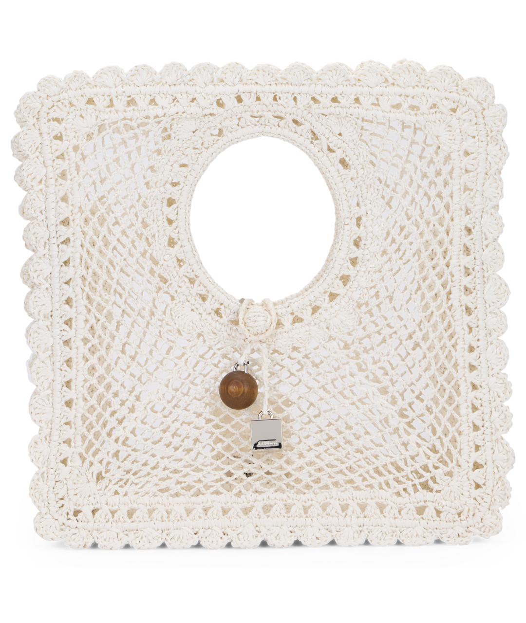 JACQUEMUS Белая пелетеная сумка тоут, фото 2