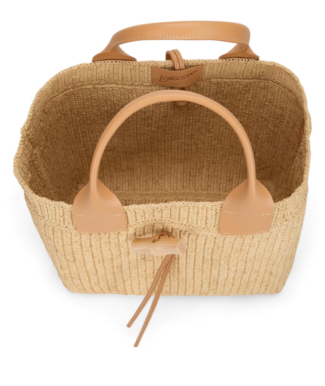 LONGCHAMP Бежевая пелетеная сумка тоут, фото 5