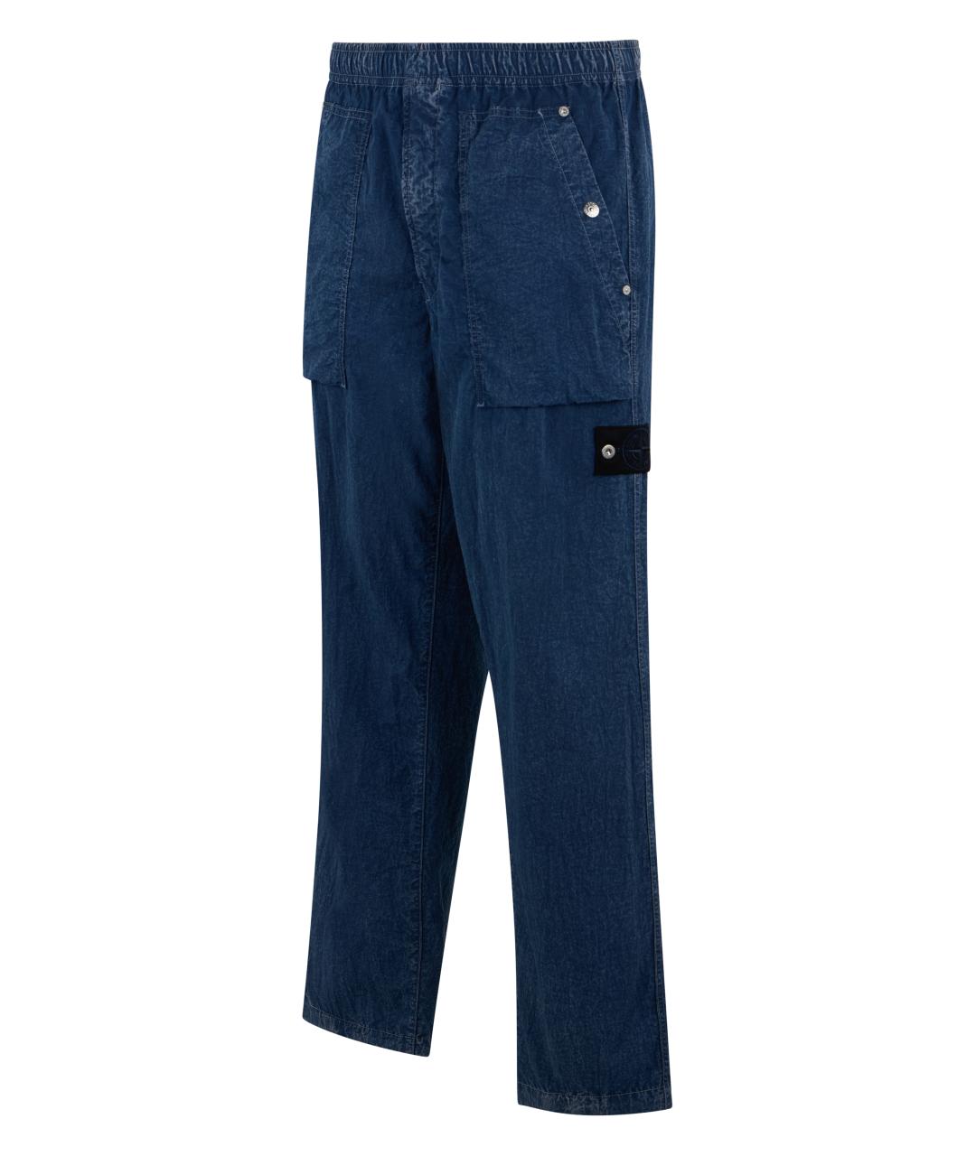 STONE ISLAND Синие полиамидовые повседневные брюки, фото 3