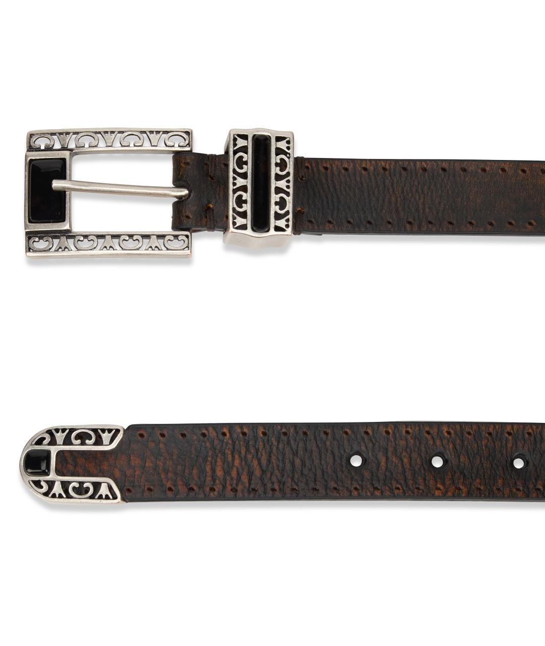 GOLDEN GOOSE DELUXE BRAND Коричневый кожаный ремень, фото 3