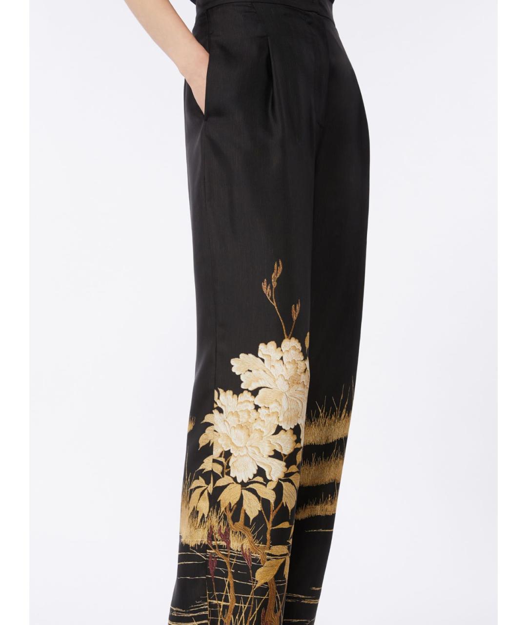 MAX MARA STUDIO Черные шелковые прямые брюки, фото 4