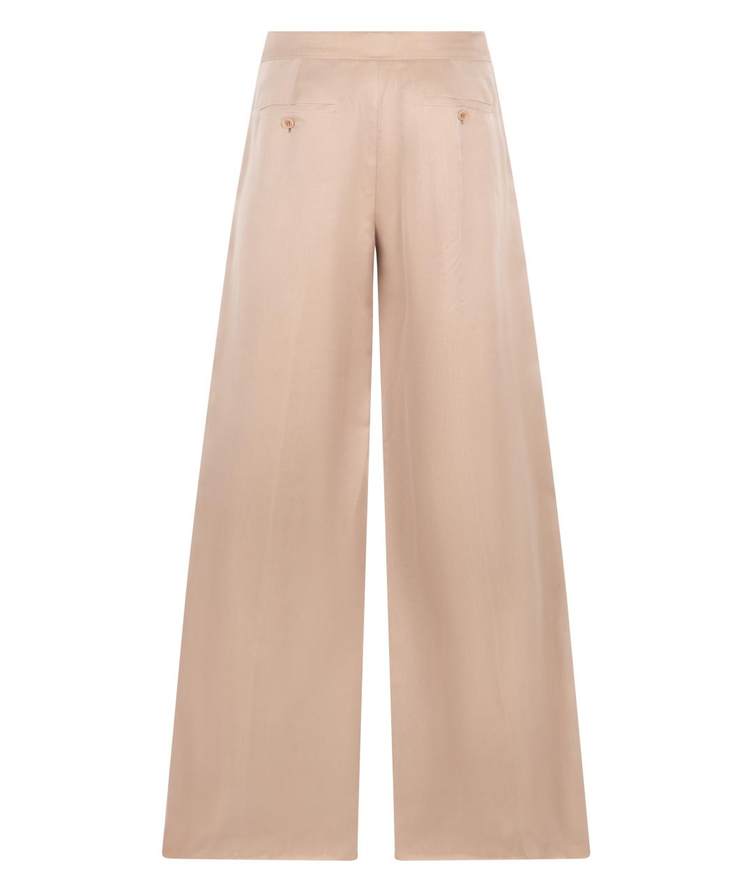 MAX MARA Бежевые шелковые прямые брюки, фото 2