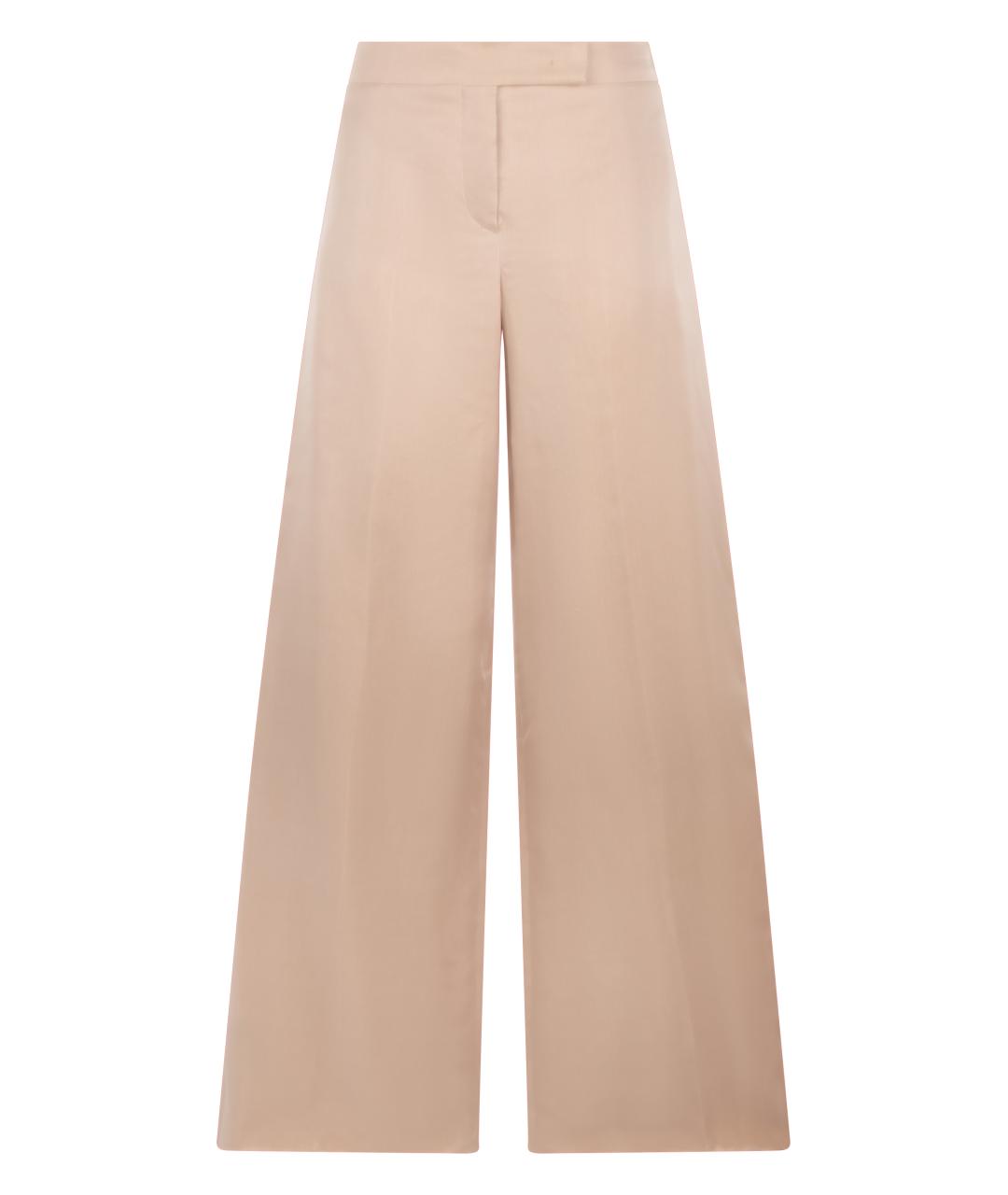 MAX MARA Бежевые шелковые прямые брюки, фото 1