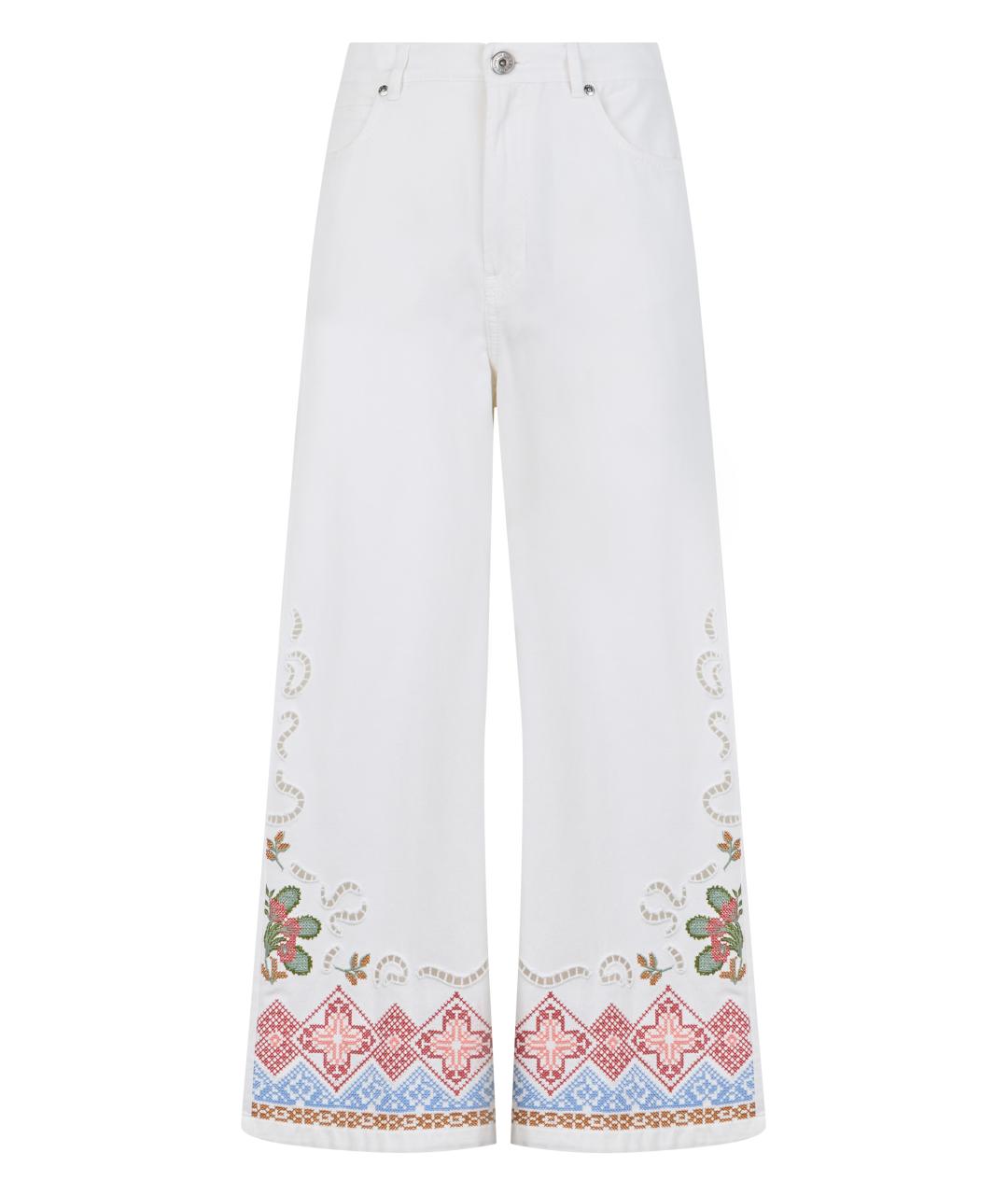 WEEKEND MAX MARA Белые хлопковые джинсы клеш, фото 1