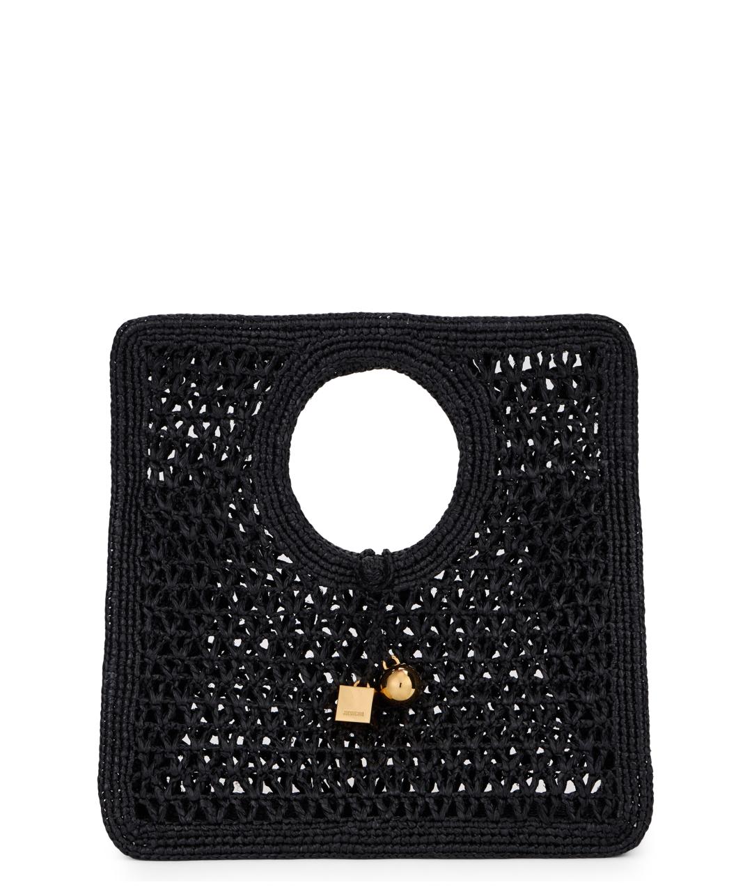 JACQUEMUS Черная пелетеная сумка тоут, фото 1