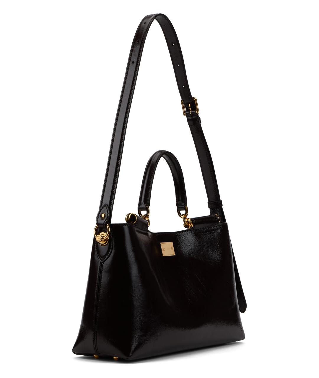 DOLCE&GABBANA Коричневая кожаная сумка тоут, фото 3