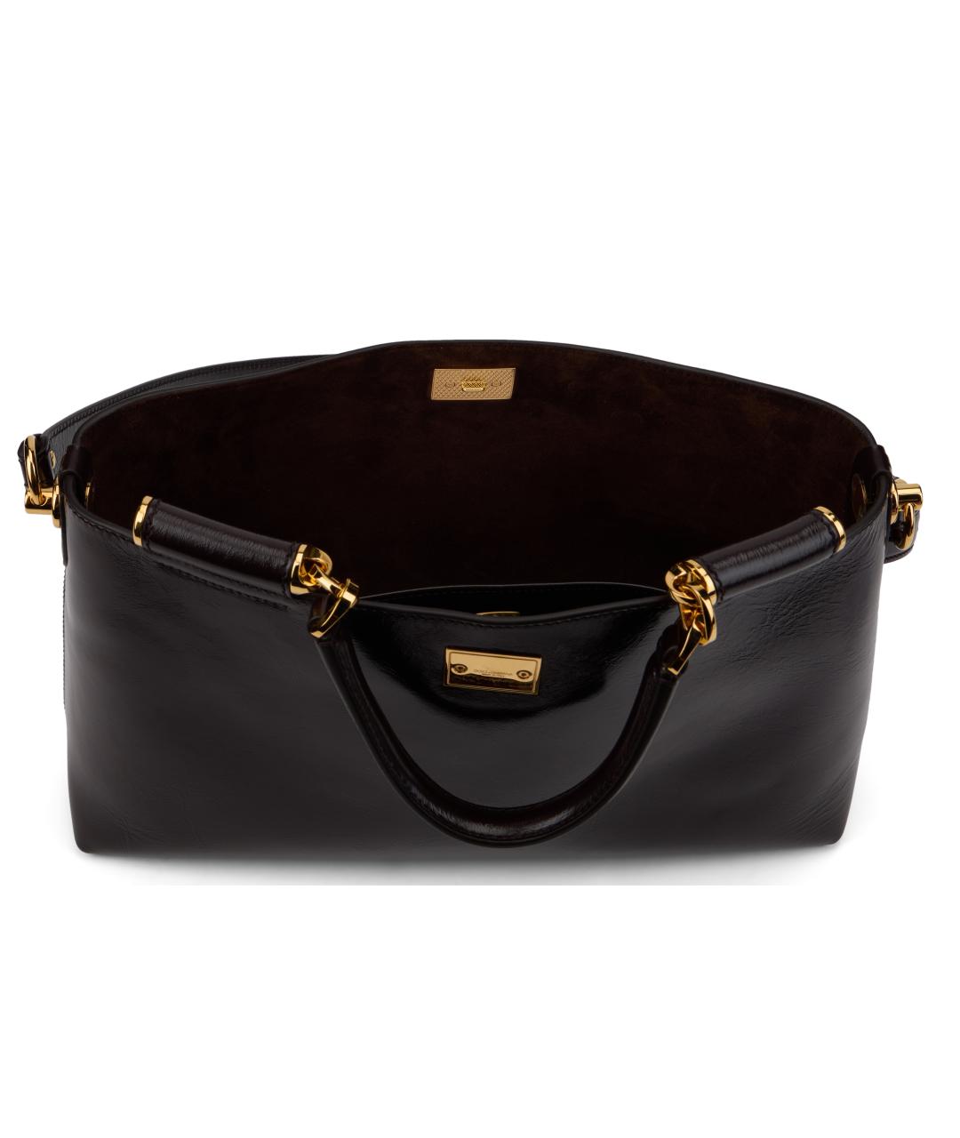 DOLCE&GABBANA Коричневая кожаная сумка тоут, фото 5