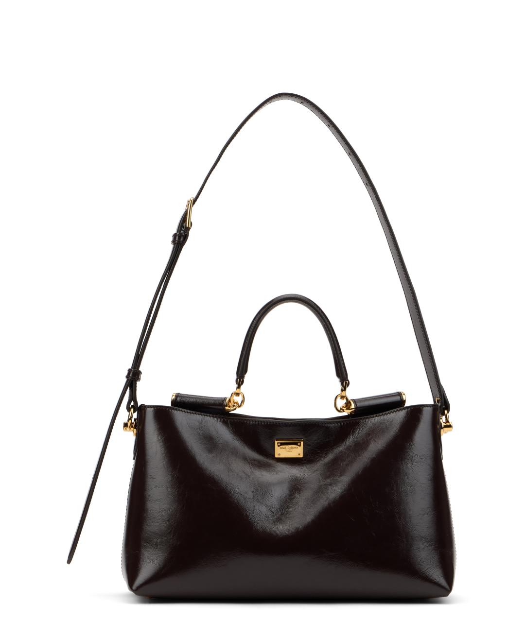 DOLCE&GABBANA Коричневая кожаная сумка тоут, фото 1