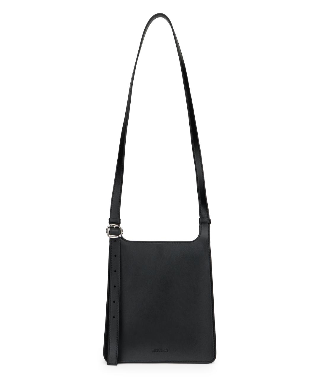 JACQUEMUS Черная кожаная сумка на плечо, фото 2