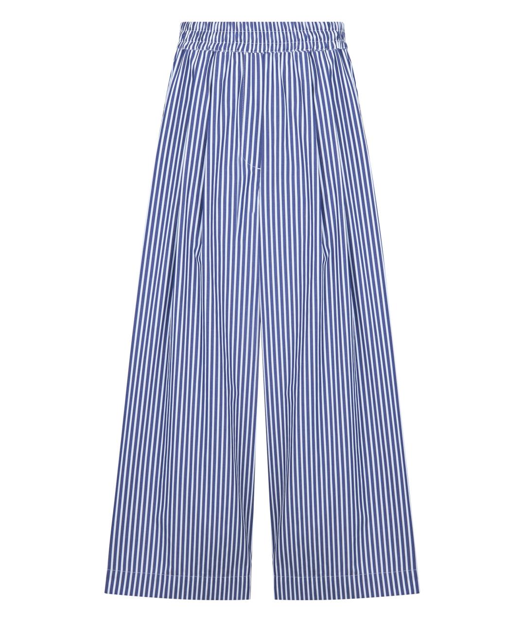 WEEKEND MAX MARA Голубые хлопковые прямые брюки, фото 1