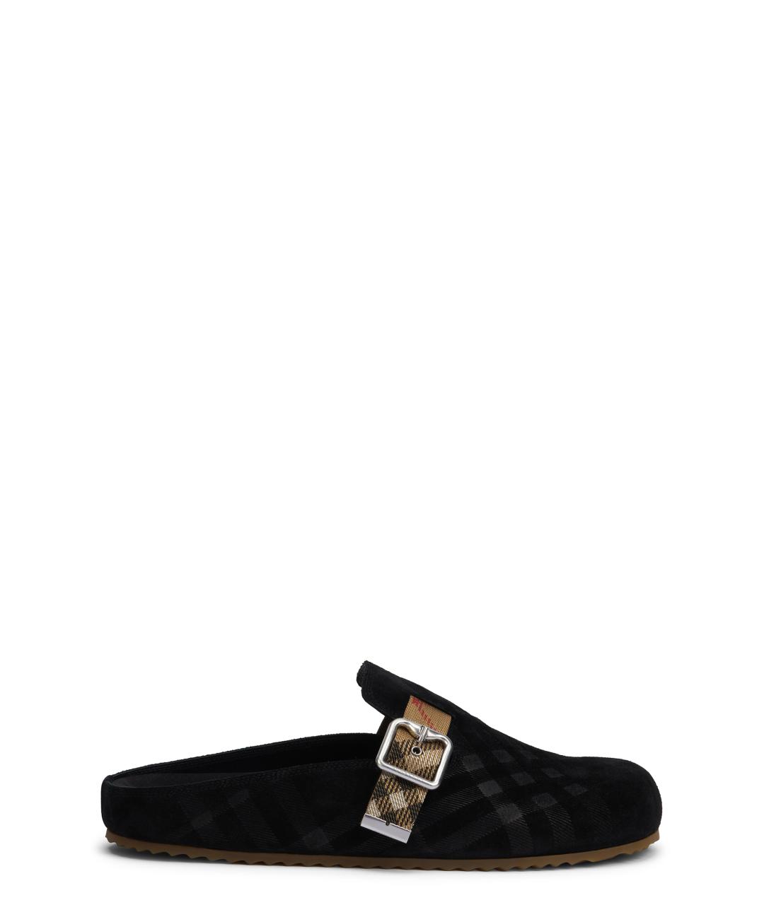 BURBERRY Черные замшевые шлепанцы, фото 1