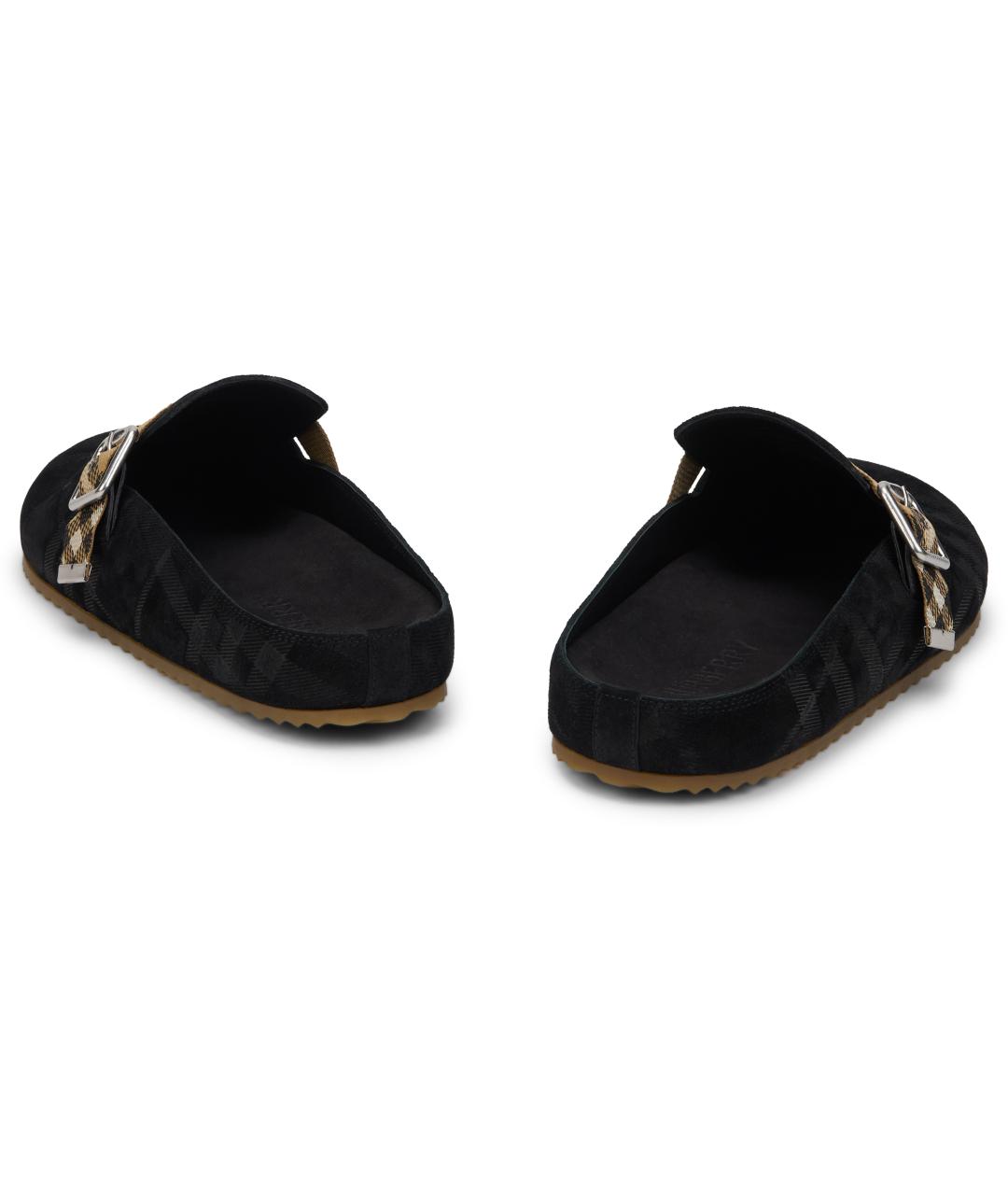 BURBERRY Черные замшевые шлепанцы, фото 4