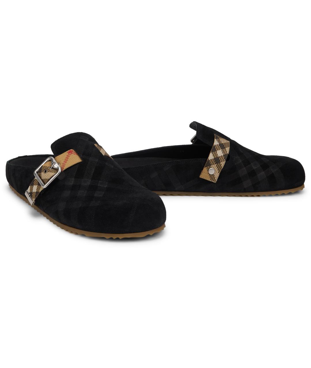 BURBERRY Черные замшевые шлепанцы, фото 3