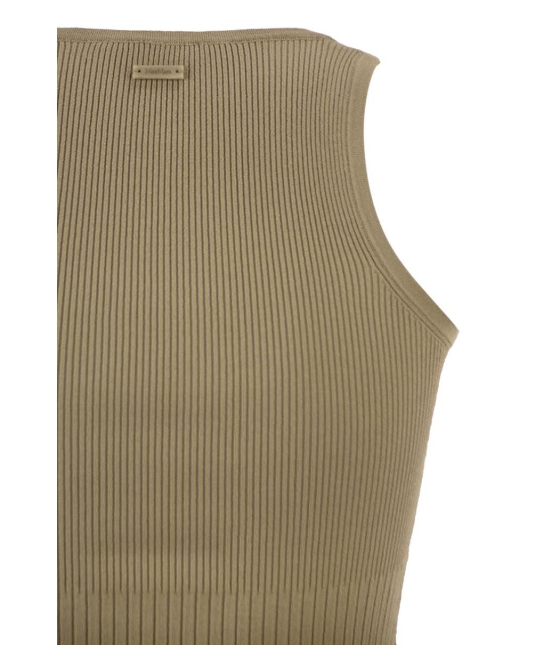 MAX MARA Хаки вискозная майка, фото 4
