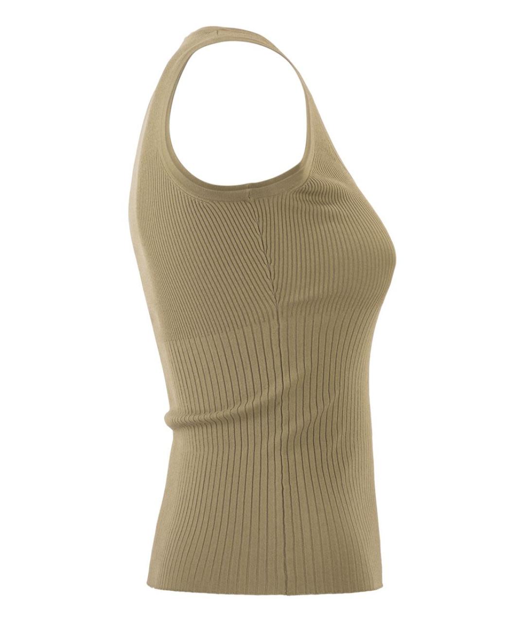 MAX MARA Хаки вискозная майка, фото 3