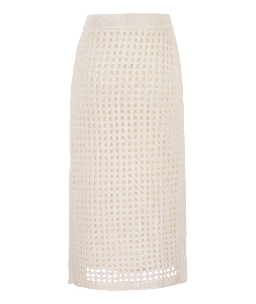 MAX MARA Белая хлопковая юбка миди, фото 2