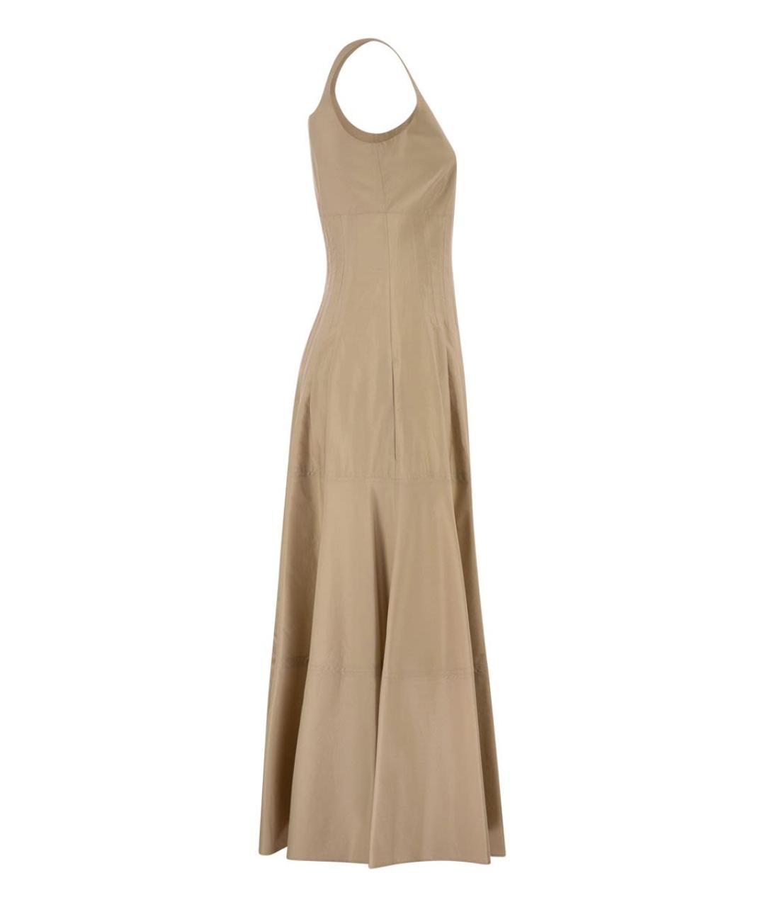 MAX MARA Бежевое хлопковое повседневное платье, фото 3