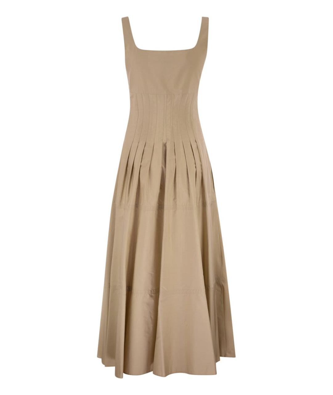 MAX MARA Бежевое хлопковое повседневное платье, фото 2