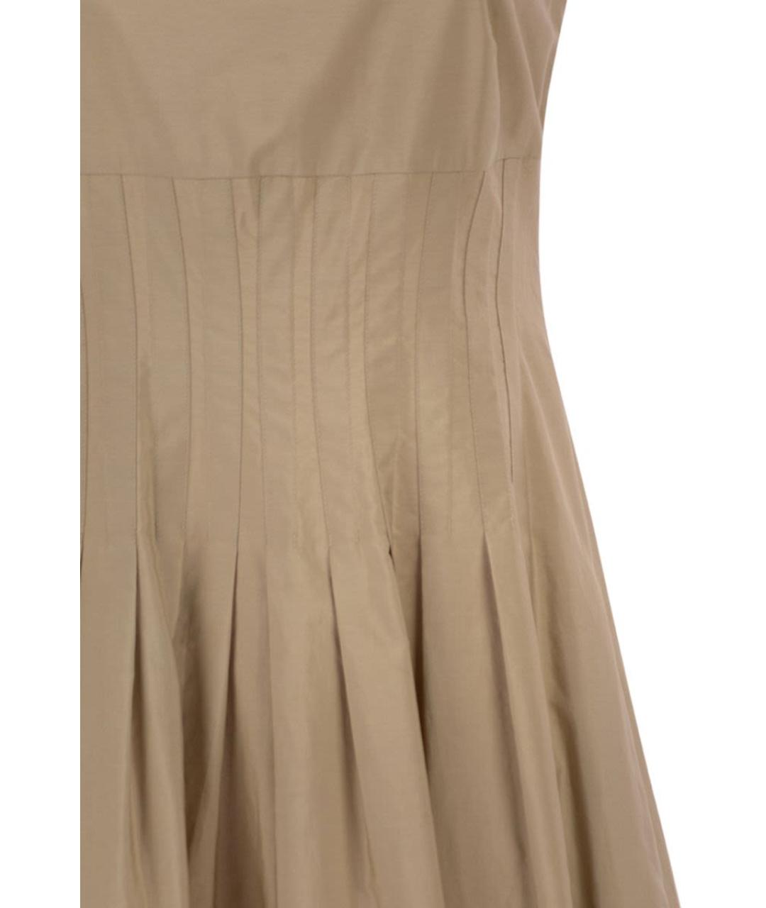 MAX MARA Бежевое хлопковое повседневное платье, фото 4