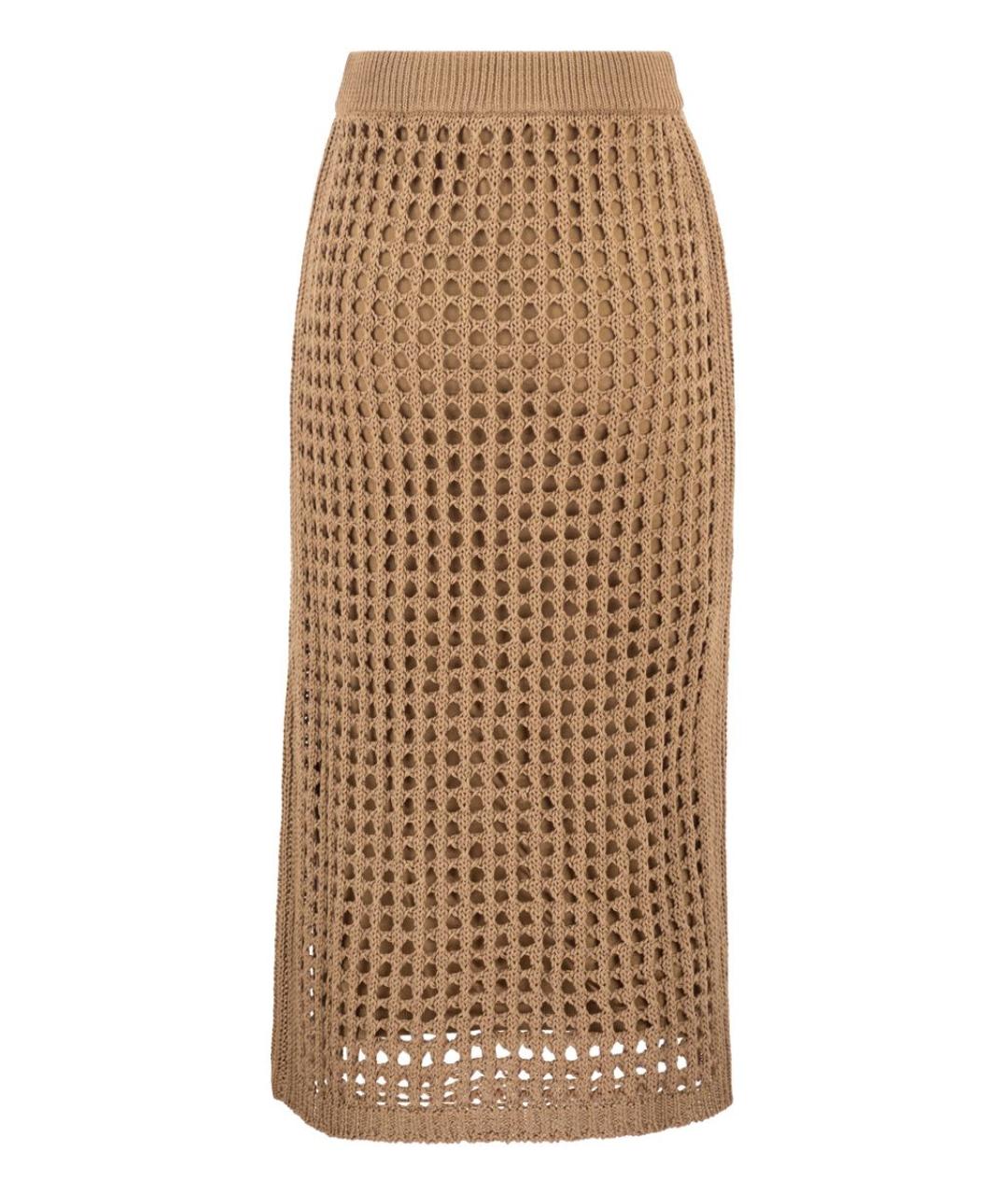 MAX MARA Бежевая хлопковая юбка миди, фото 2