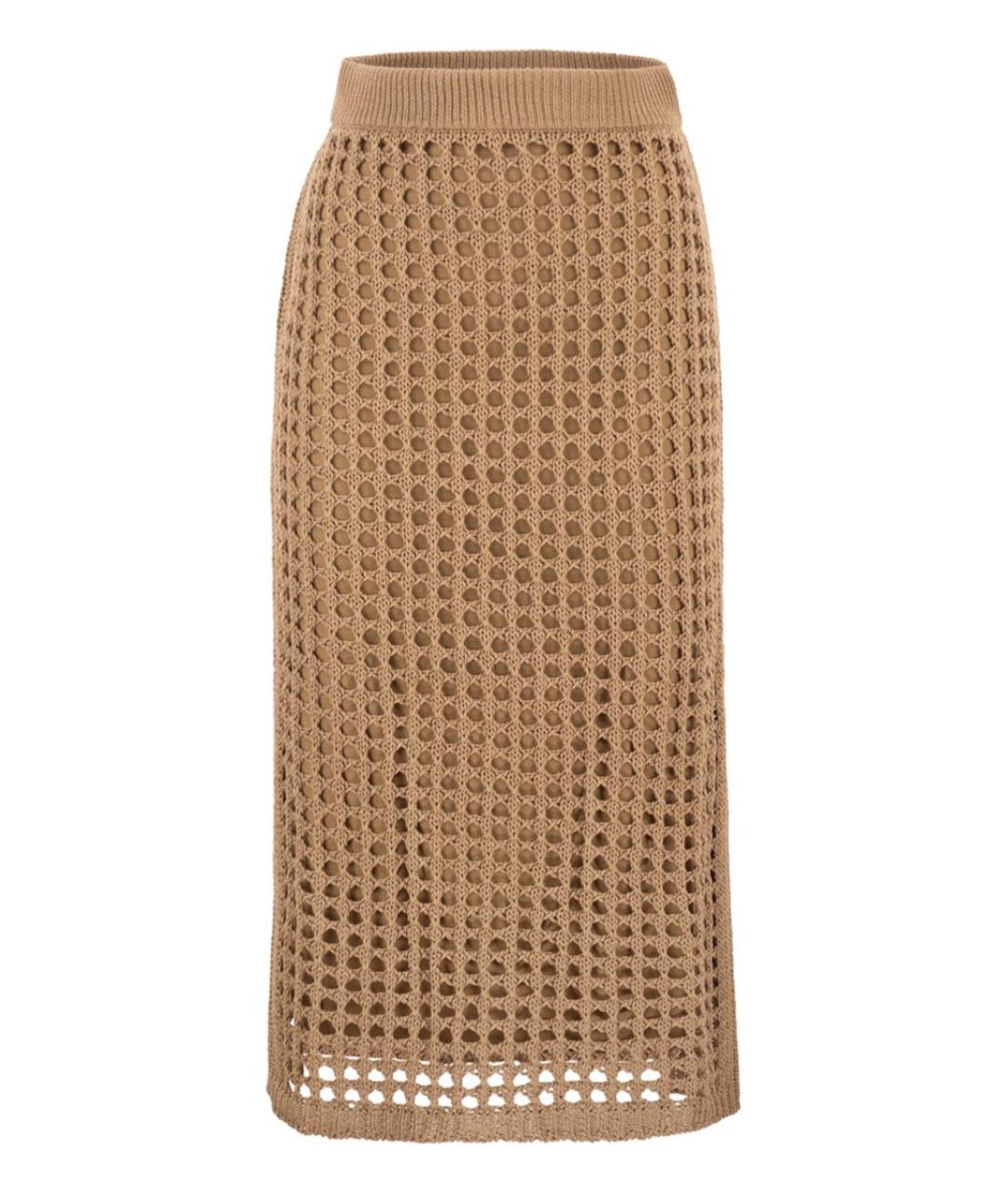 MAX MARA Бежевая хлопковая юбка миди, фото 1