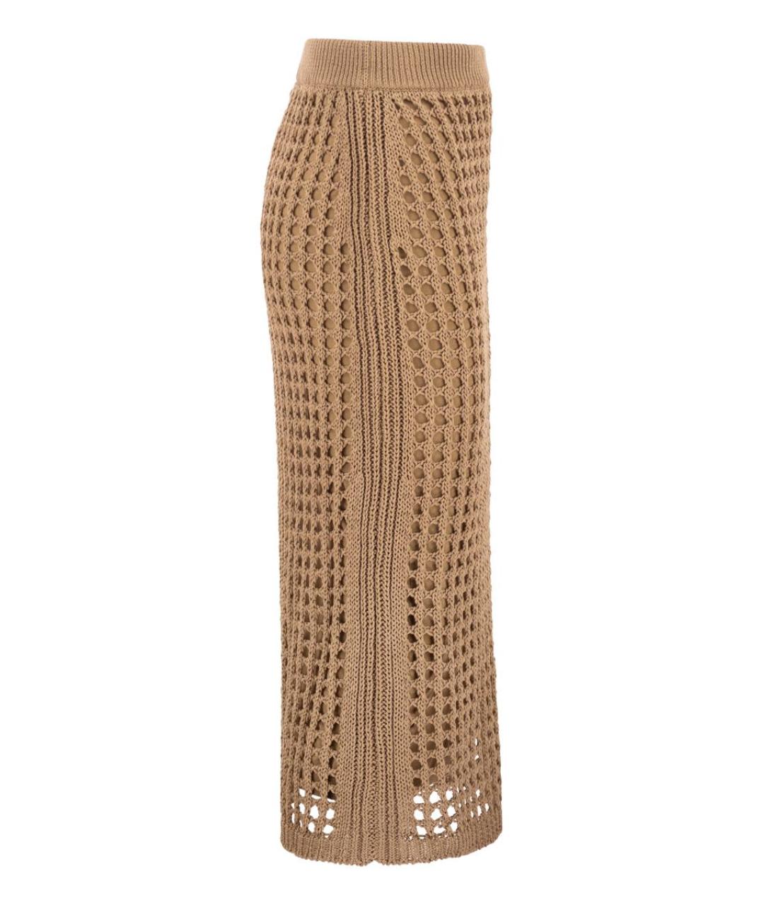 MAX MARA Бежевая хлопковая юбка миди, фото 3