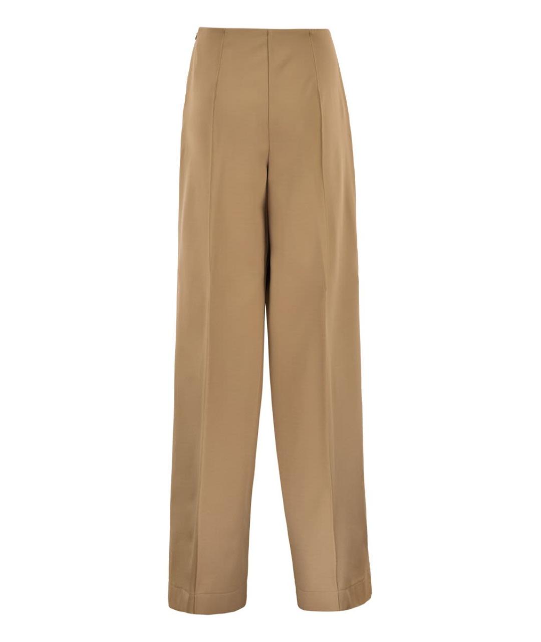 MAX MARA Бежевые вискозные прямые брюки, фото 2