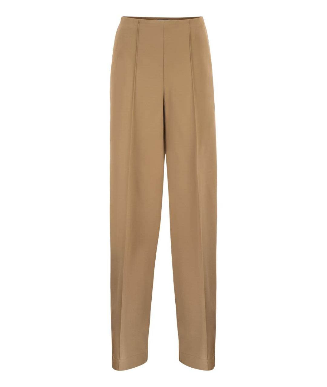 MAX MARA Бежевые вискозные прямые брюки, фото 1