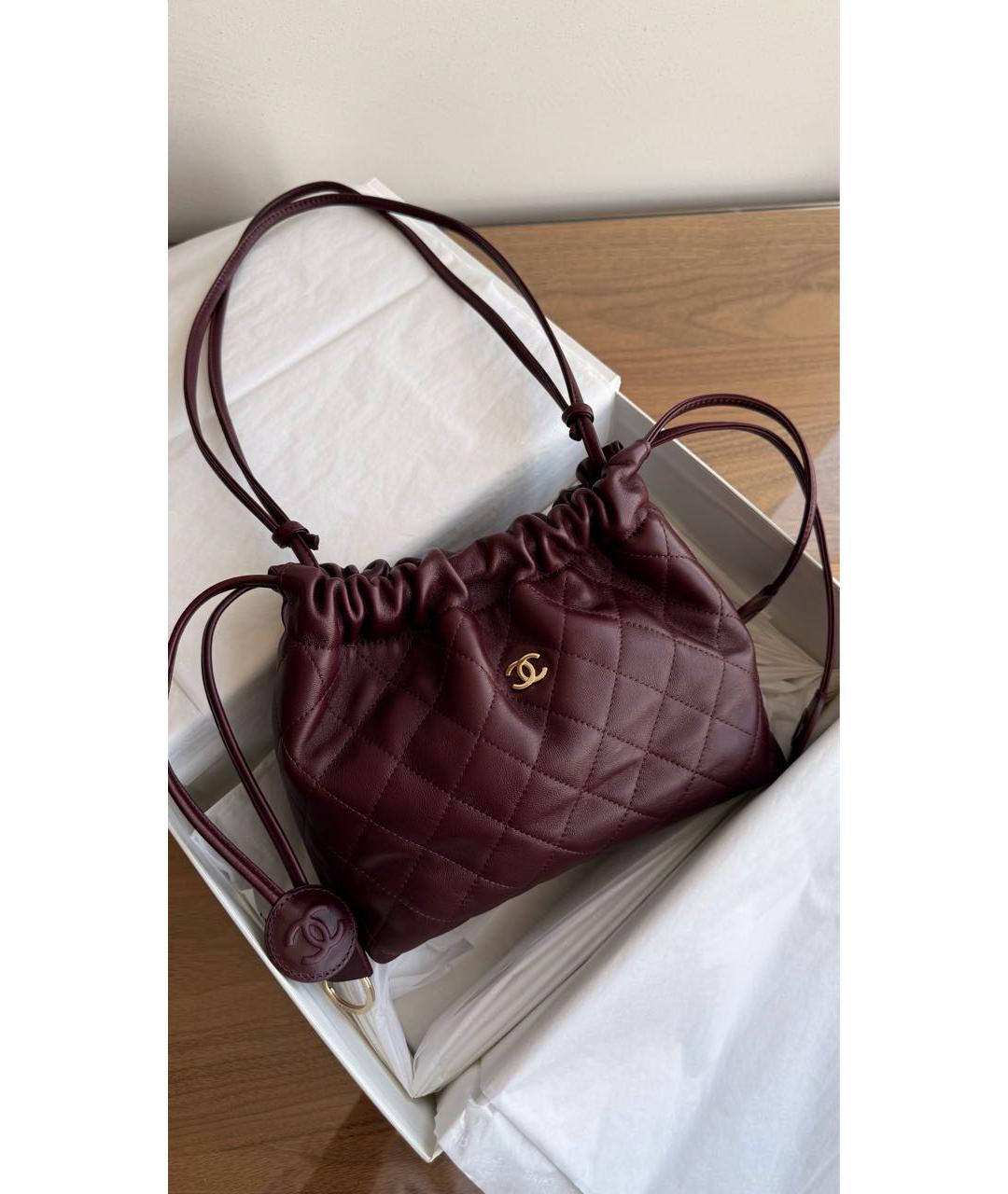 CHANEL Бордовая кожаная сумка через плечо, фото 2
