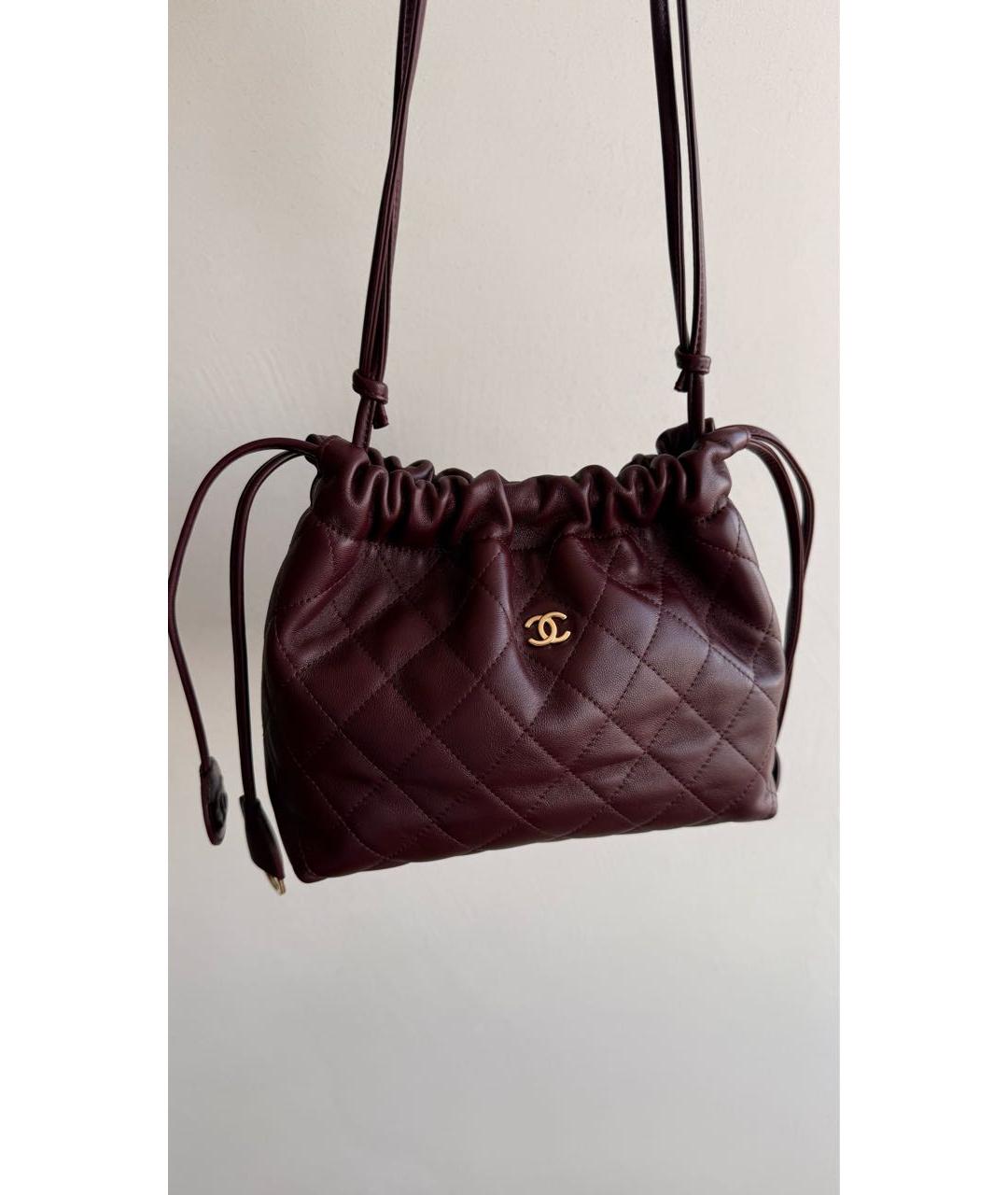 CHANEL Бордовая кожаная сумка через плечо, фото 4