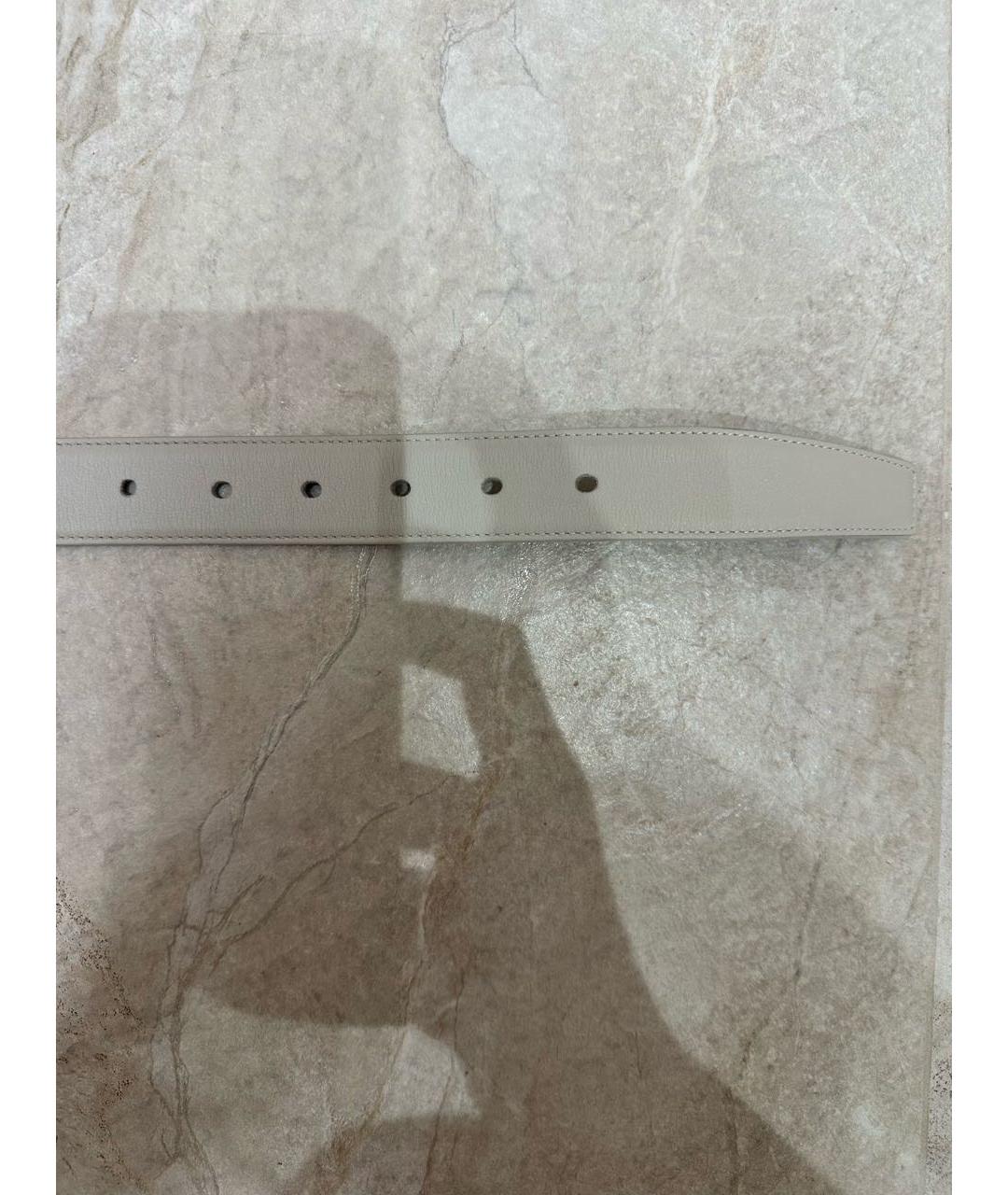SAINT LAURENT Белый кожаный ремень, фото 5