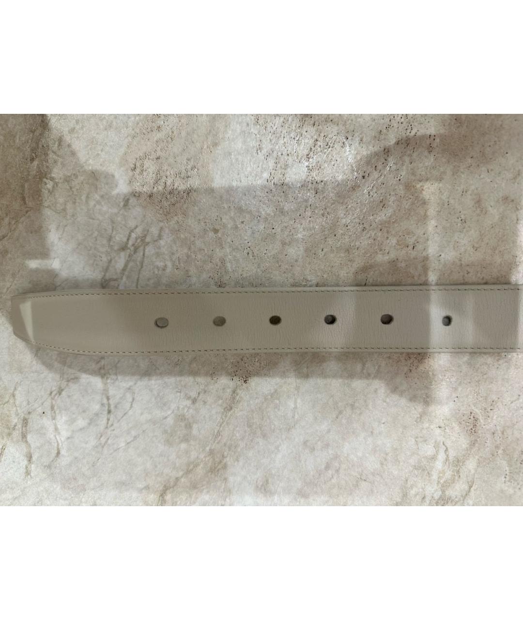 SAINT LAURENT Белый кожаный ремень, фото 3