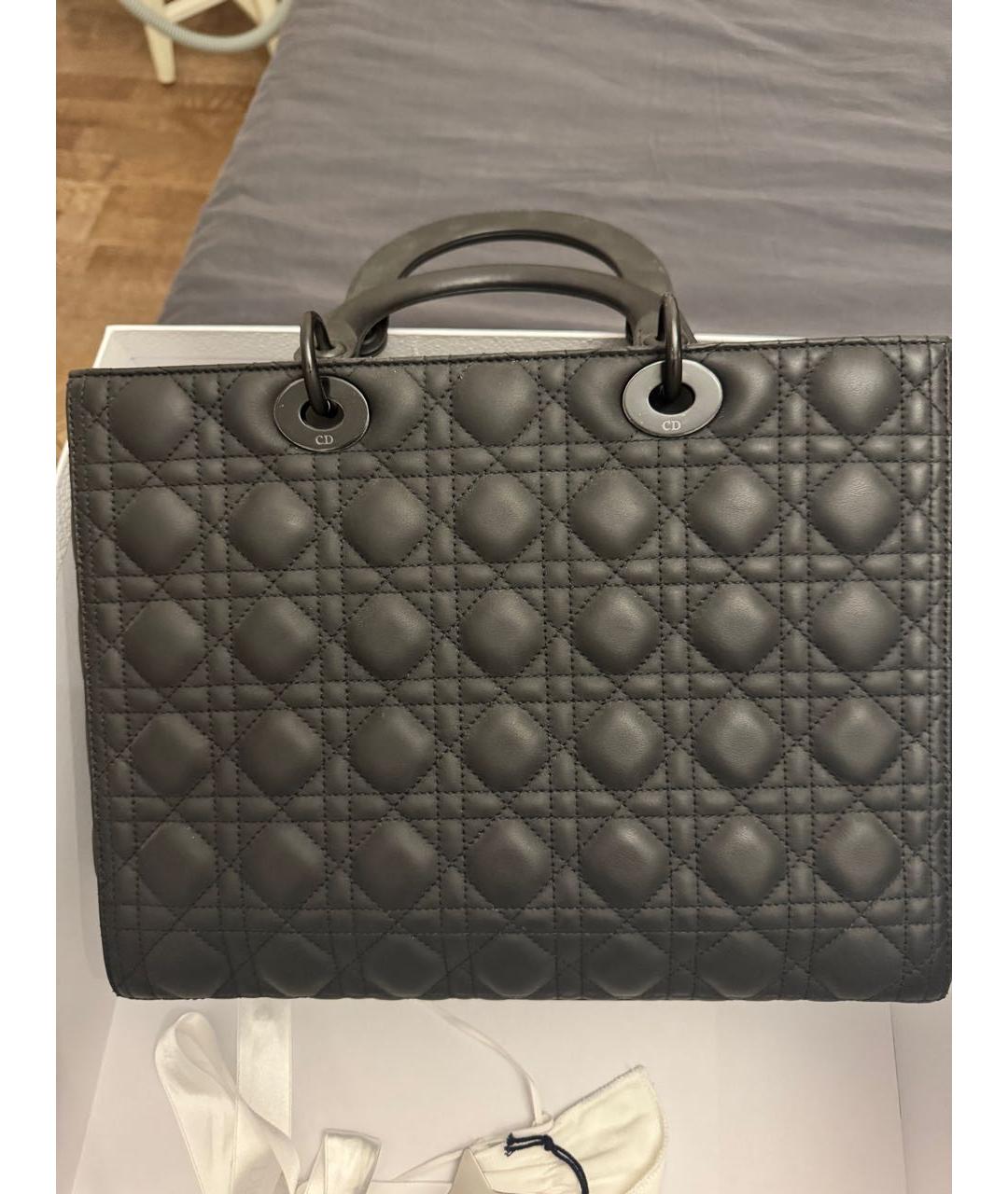 CHRISTIAN DIOR Черная кожаная сумка с короткими ручками, фото 9