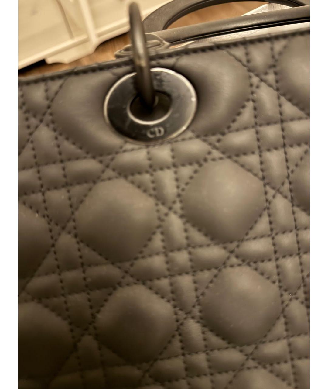 CHRISTIAN DIOR Черная кожаная сумка с короткими ручками, фото 7