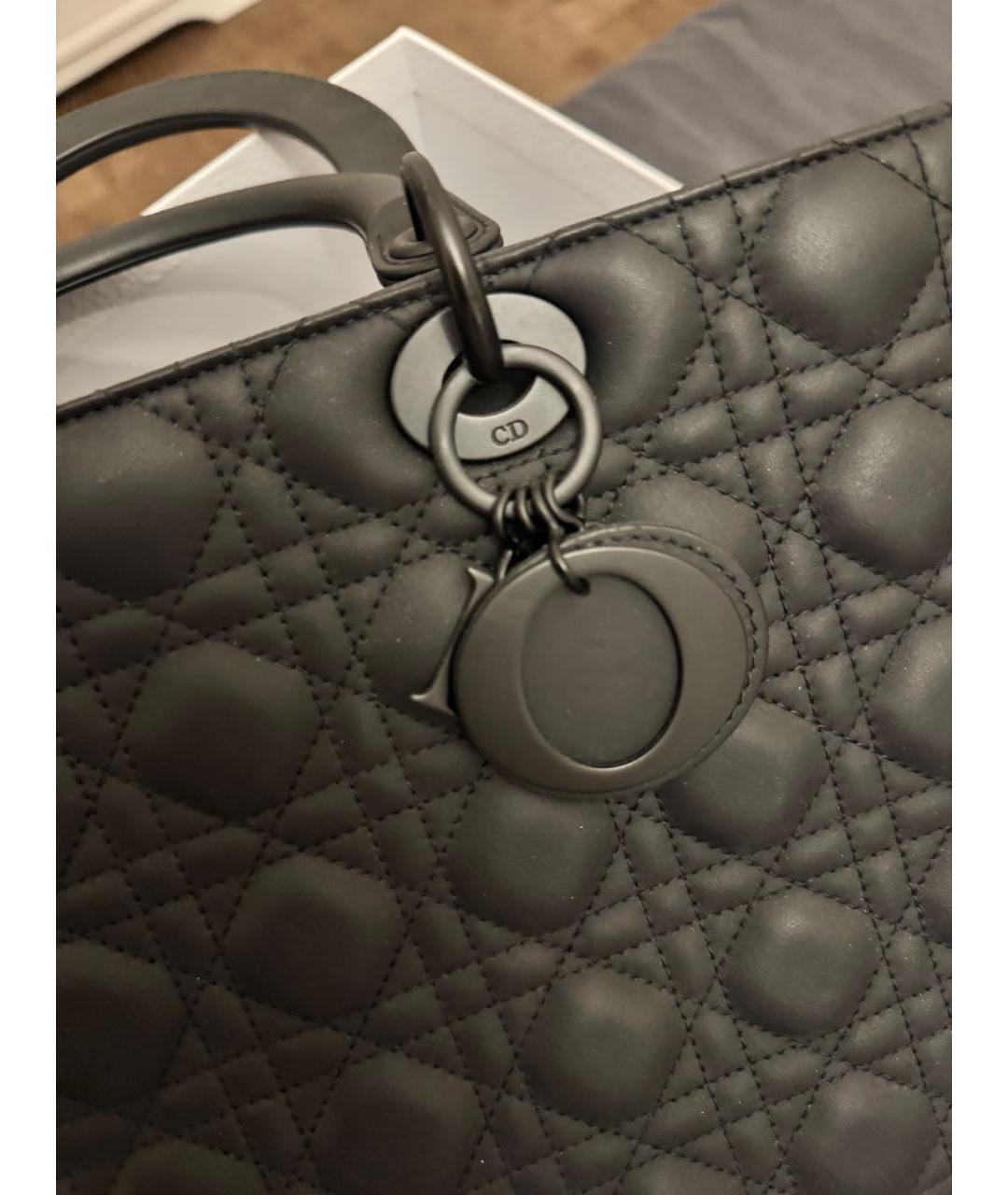 CHRISTIAN DIOR Черная кожаная сумка с короткими ручками, фото 3