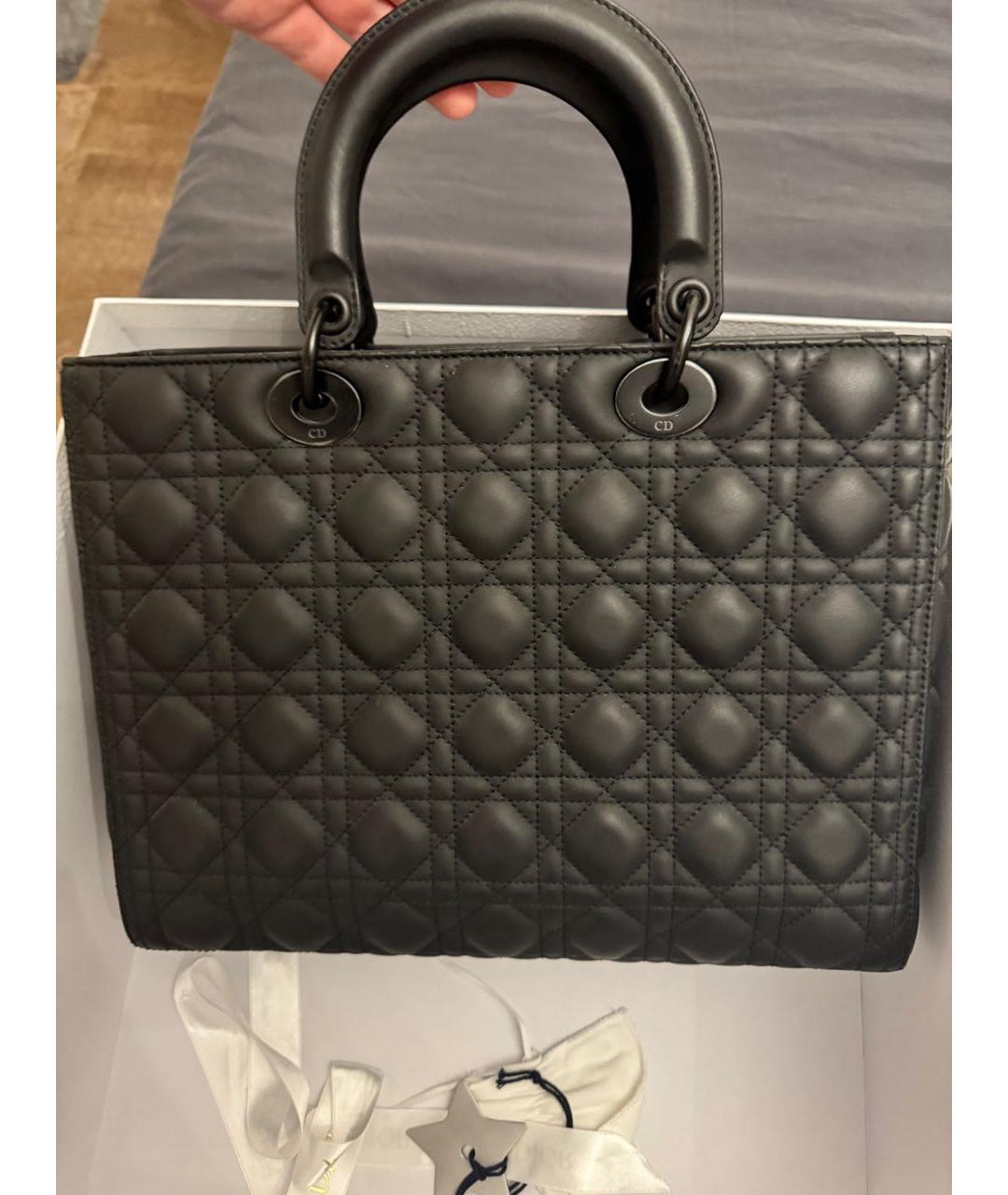 CHRISTIAN DIOR Черная кожаная сумка с короткими ручками, фото 4