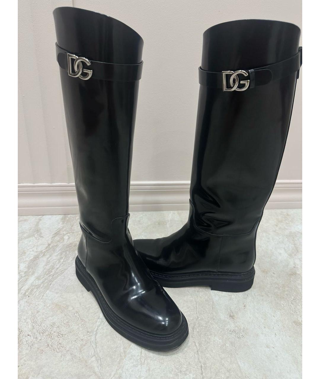 DOLCE&GABBANA Черные сапоги из лакированной кожи, фото 2