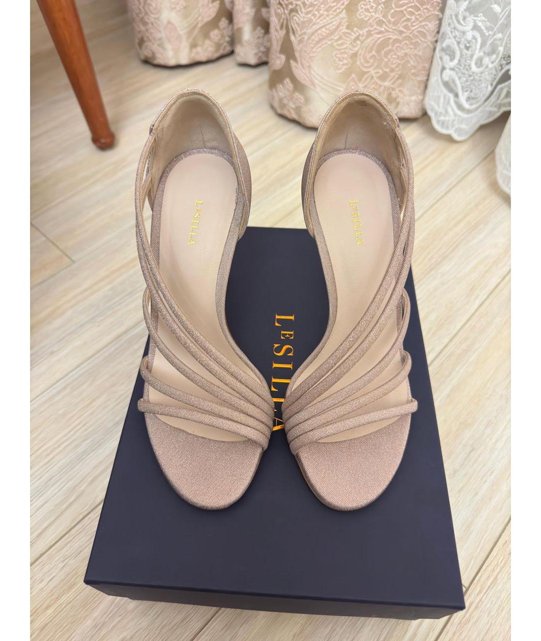 LE SILLA Бежевые кожаные босоножки, фото 3