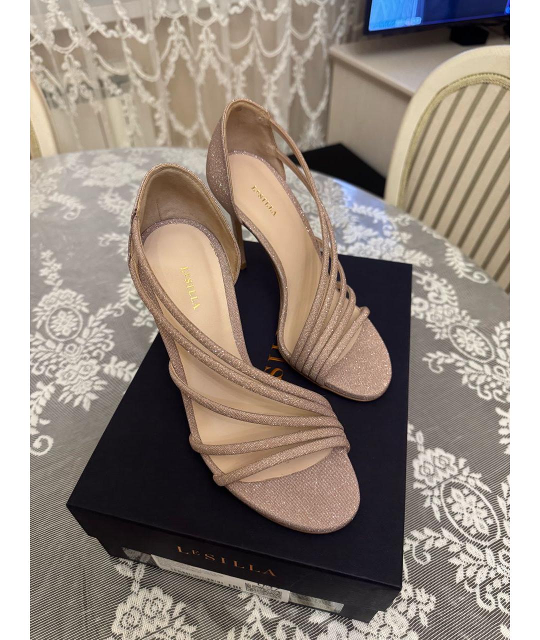 LE SILLA Бежевые кожаные босоножки, фото 2