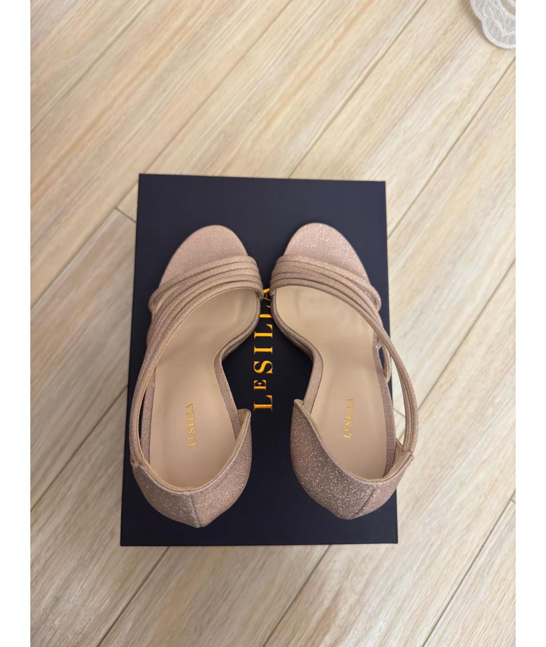 LE SILLA Бежевые кожаные босоножки, фото 4