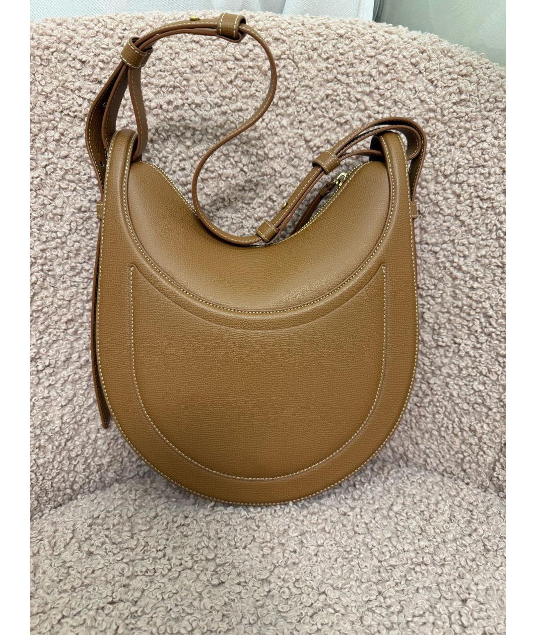 POLENE Коричневая кожаная сумка через плечо, фото 3